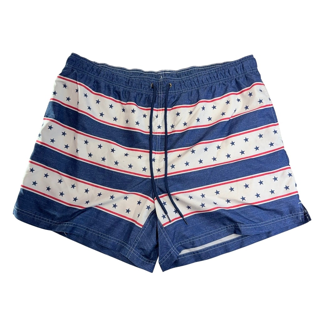 George Swim Trunks Mens 2XL Blue Stars Stripes Patriotic Board Shorts 44-46 Flag